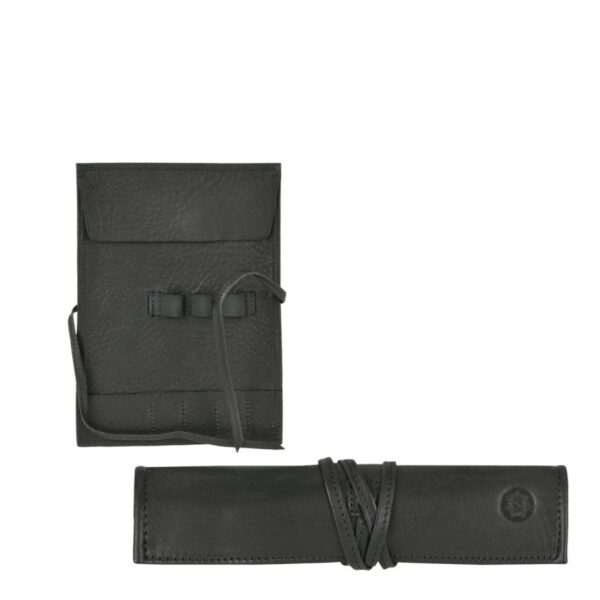 Stiftrolle Leder 13x19cm "Kästner" für 3 Stifte schwarz Sonnenleder