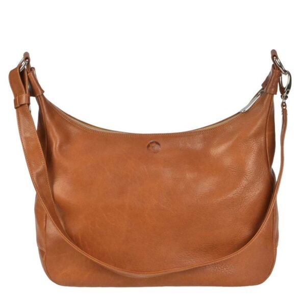 Sonnenleder Umhängetasche Leder 37x36cm "Valencia", hochwertige Schultertasche für Damen, exklusive Ledertasche, natur-braun