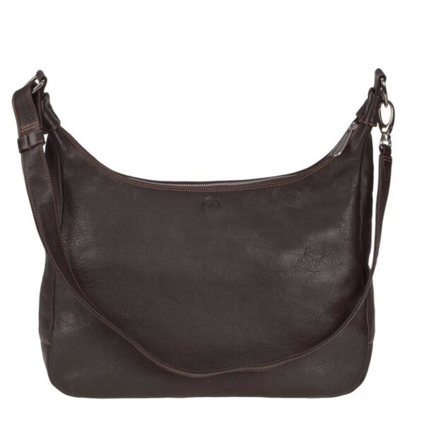 Sonnenleder Umhängetasche Leder 37x36cm "Valencia", hochwertige Schultertasche für Damen, exklusive Ledertasche, mocca-braun