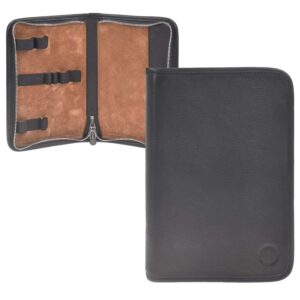 Federmäppchen Leder 13x19cm "Hauff" für 4 Stifte schwarz Sonnenleder
