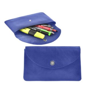 Stiftemäppchen Leder 18x11cm flach "Hempel" blau Sonnenleder