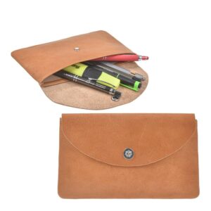 Stiftemäppchen Leder 18x11cm flach "Hempel" naturbraun Sonnenleder