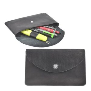 Stiftemäppchen Leder 18x11cm flach "Hempel" schwarz Sonnenleder