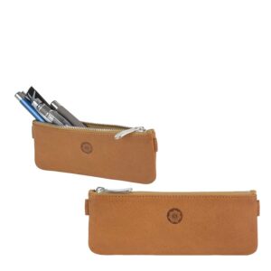 Stiftemäppchen Leder 16x6cm klein flach "Bode" naturbraun Sonnenleder