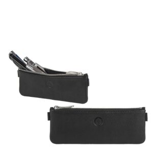 Stiftemäppchen Leder 16x6cm klein flach "Bode" schwarz Sonnenleder