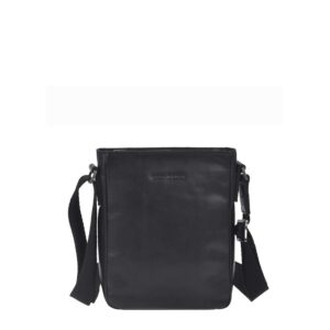 Umhängetasche Leder 19x22cm "Pure Black" schwarz Greenburry 1103-20