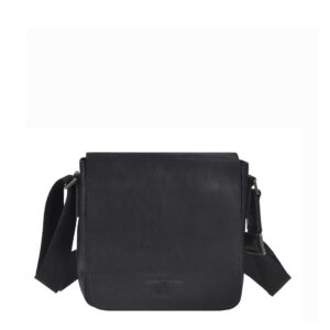 Umhängetasche Leder 21x20cm "Pure Black" schwarz