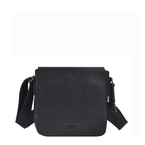 Umhängetasche Leder 21x20cm "Pure Black" schwarz