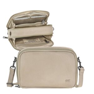 Bear Design Umhängetasche Leder 22x15cm "Eleonora" beige
