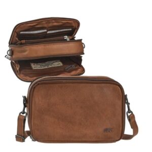 Bear Design Umhängetasche Leder 22x15cm "Eleonora" cognac