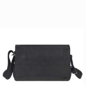 Umhängetasche Leder 23x15cm "Pure Black" schwarz Greenburry 1110-20