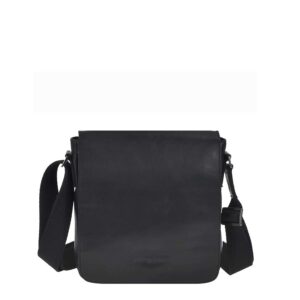 Umhängetasche Leder 24x23cm "Pure Black" schwarz Greenburry 1102-20