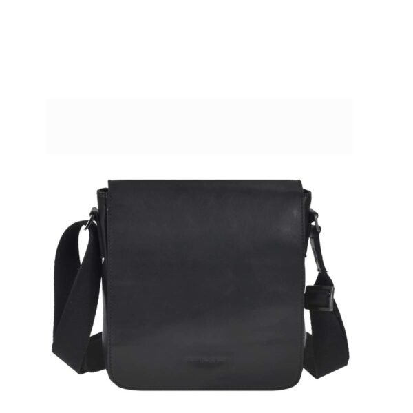 Umhängetasche Leder 24x23cm "Pure Black" schwarz Greenburry 1102-20