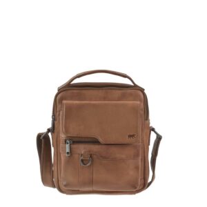 Umhängetasche Leder 25x28cm "Jarmo" cognac Bear Design