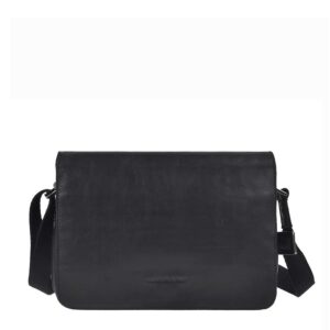 Umhängetasche Leder 26x19cm "Pure Black" schwarz Greenburry 1109-20