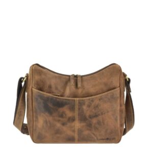 Greenburry Umhängetasche Leder 30x24cm "Vintage" Hobo Bag antikbraun