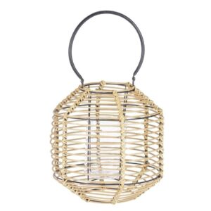 Laterne aus Bambus 30cm mit Glaseinsatz und Griff | Villa Collection
