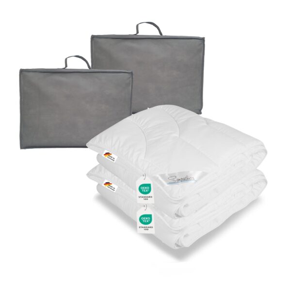 2x warme Allergiker Winter Bettdecke Duo Steppbett Klimafaser 135x200