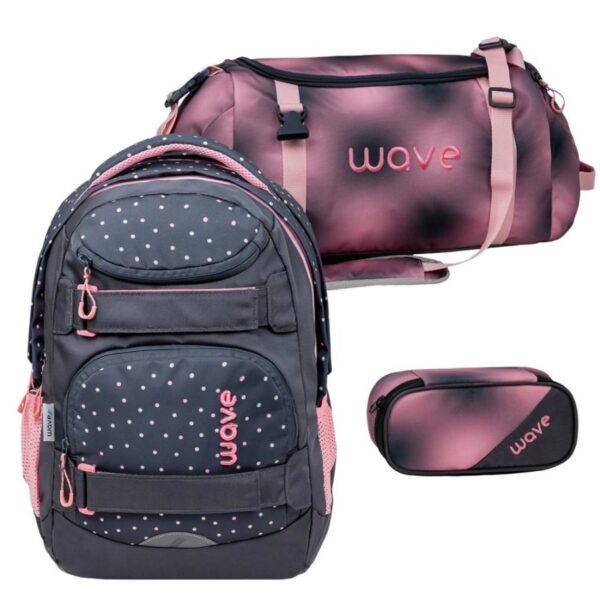 Wave Schulrucksack Set "Infinity Move" 3tlg. Dots Pinky
