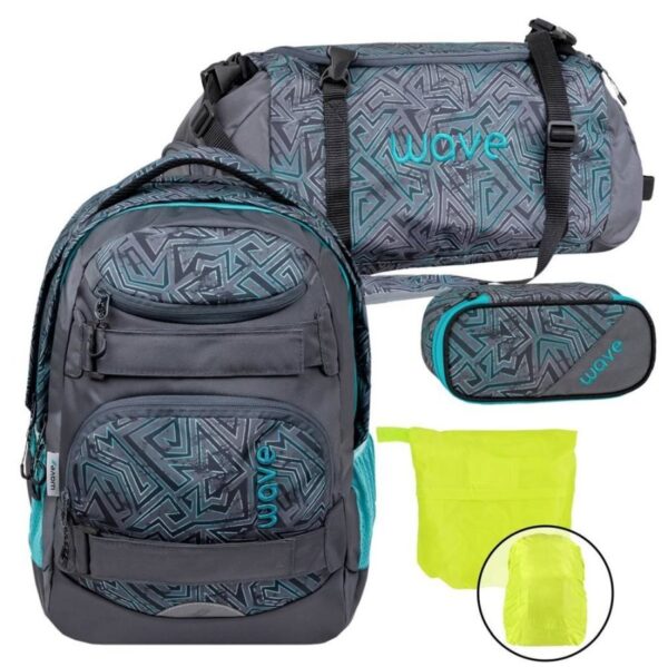 Wave Schulrucksack Set Infinity Move "Chaos Lagoon" mit Regenschutz