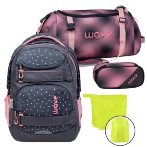 Wave Schulrucksack Set Infinity Move "Dots Pinky" mit Regenschutz