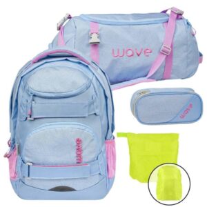 Wave Schulrucksack Set Infinity Move "Waves Lavender" mit Regenschutz