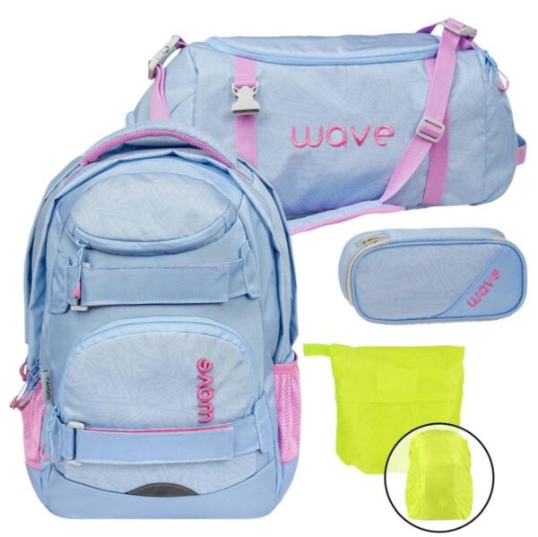 Wave Schulrucksack Set Infinity Move "Waves Lavender" mit Regenschutz