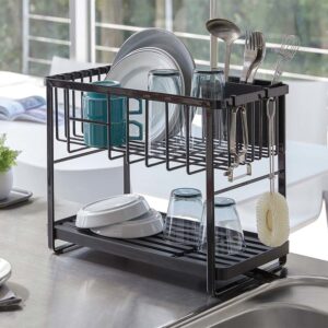Geschirr-Abtropfgestell 41x33x22cm mit 2 Ebenen "Tower" schwarz Yamazaki Home 4387