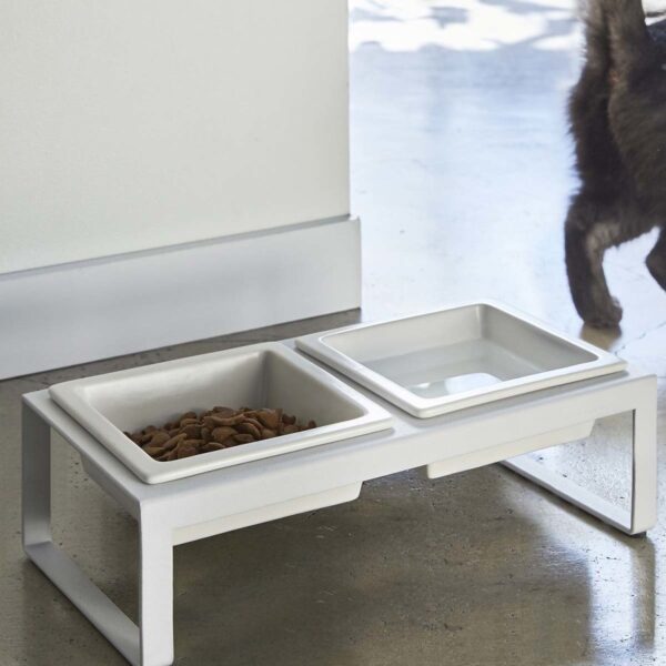 Futternapf 29x10x15cm mit 2 Schalen "Tower" weiß Yamazaki Home 4744