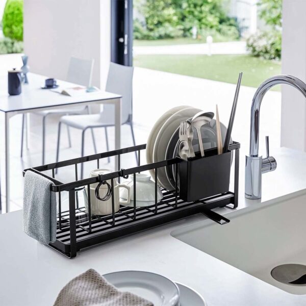 Geschirr-Abtropfgestelll 57x18x16cm schmal "Tower" schwarz Yamazaki Home 5069