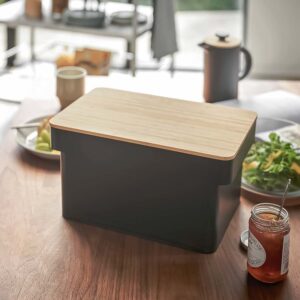 Brotkasten 35x18x23cm mit Schneidebrett "Tower" schwarz Yamazaki Home 4947