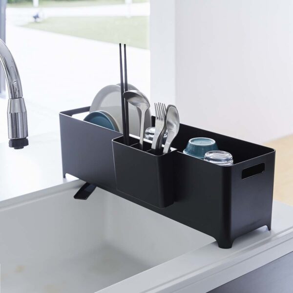 Geschirr-Abtropfgestelll 55x16x16cm schmal mit Ablauf "Tower" schwarz Yamazaki Home 4315