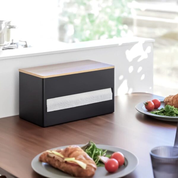 Küchenrollenhalter modern aus Metall schwarz stehend mit Ablage "Rin" japanisches Design Yamazaki Home