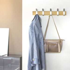 Garderobenleiste 50cm mit 5 Haken "Rin" naturbraun Yamazaki Home 4116