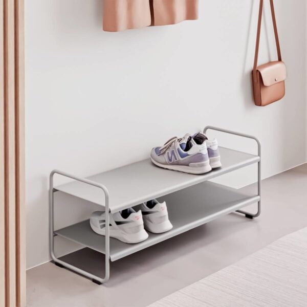 Schuhregal 80x33x33cm Metall grau "A-Collection" mit 2 Ebenen Schuhablage schmales Regal für Schuhe ZONE DENMARK