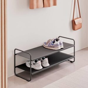 Schuhregal 80x33x33cm Metall schwarz "A-Collection" mit 2 Ebenen Schuhablage schmales Regal für Schuhe ZONE DENMARK
