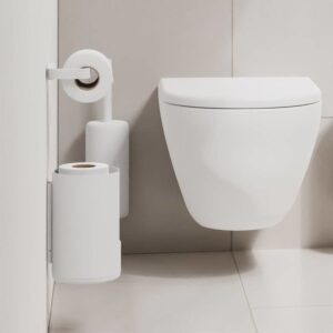 Toilettenpapier-Aufbewahrung weiß 13x21cm Aluminium "Rim" hängend Wandmontage für 2 Rollen ZONE DENMARK