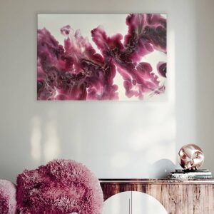 Acryl Pouring Bild 60x40cm "Velvet Wine and Steel Ribbons" | Künsterlunikat