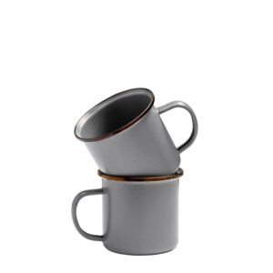 Henkelbecher Set 2-tlg. robust Metall slate grey 473ml | Barebones Emaille Becher im Vintage Look für Outdoor Camping Garten & mobile Küche Klassiker.