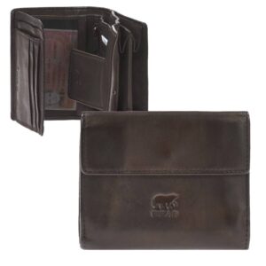 Damen-Geldbörse kompaktes Alltags-Portemonnaie Leder braun 12x10x3cm | Bear Design. Ein funktionales Leder-Accessoire für perfekte Struktur im Alltag.