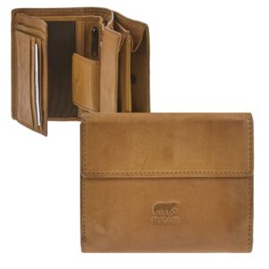 Damen-Geldbörse kompaktes Alltags-Portemonnaie Leder gelb 12x10x3cm | Bear Design. Ein funktionales Leder-Accessoire für perfekte Struktur im Alltag.