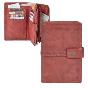 Damen Portemonnaie 8 Kartenfächer Riegelverschluss Leder rot | Bear Design Sanne Geldbörse. Kompakte Lederbörse mit sicherer Fächeraufteilung.