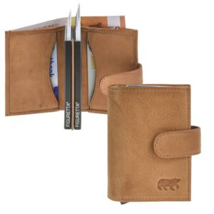 Kartenbörse 12 Karten RFID Leder taupe 8x10cm | Bear Design Eric. Minimalistisches Slim Wallet für perfekt organisierte Karten und Geldscheine im Allt