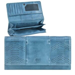 Kuvertbörse Damen 12 Kartenfächer RFID Leder aqua 19x10cm | Bear Design Sterre Geldbörse mit Sichtfenster für eine strukturierte Organisation Ihrer Fi