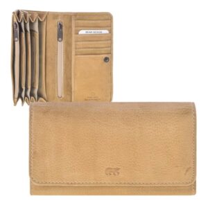 Damen Portemonnaie 12 Kartenfächer 4-fächrig Leder balticbeige 17x9cm | Bear Design Noor. Elegante Geldbörse mit viel Platz für Ausweise und Belege.
