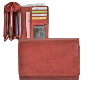 Portemonnaie Damen kompaktes Alltags-Portemonnaie Leder rot 13,5x9,5cm | Bear Design Lieke. Handliche Geldbörse mit 9 Kartenfächern für Damen.