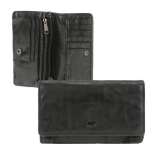 Geldbörse Damen Leder schwarz mit vielen Kartenfächern (14) und RFID Schutz | Bear Design Portemonnaie Emma CL782