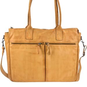 Bear Design Shopper Damen Leder Notebookfach Binni gelb | Callisto Pelle
