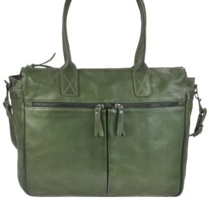 Bear Design Shopper Damen Leder Notebookfach Binni grün | Callisto Pelle