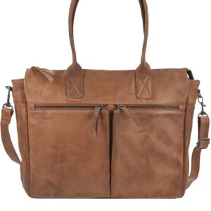 Bear Design Shopper Damen Leder Notebookfach Binni cognac braun | Callisto Pelle
